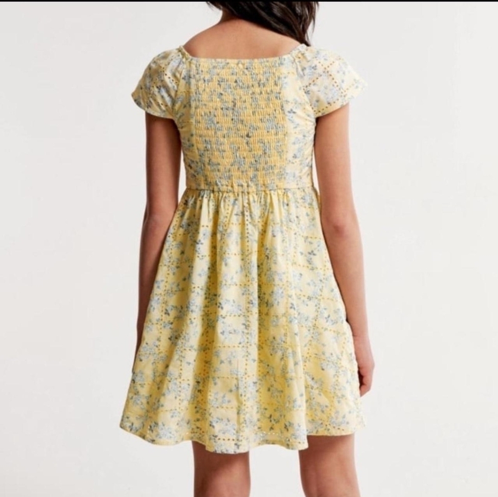 Abercrombie & Fitch Kids Ruffle Sleeve Dress Yellow & Blue Floral Size 13/14 - Picture 4 of 15